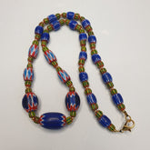 Chevron and White Heart Venetian Beads African Glass Beads Necklace #NC-105